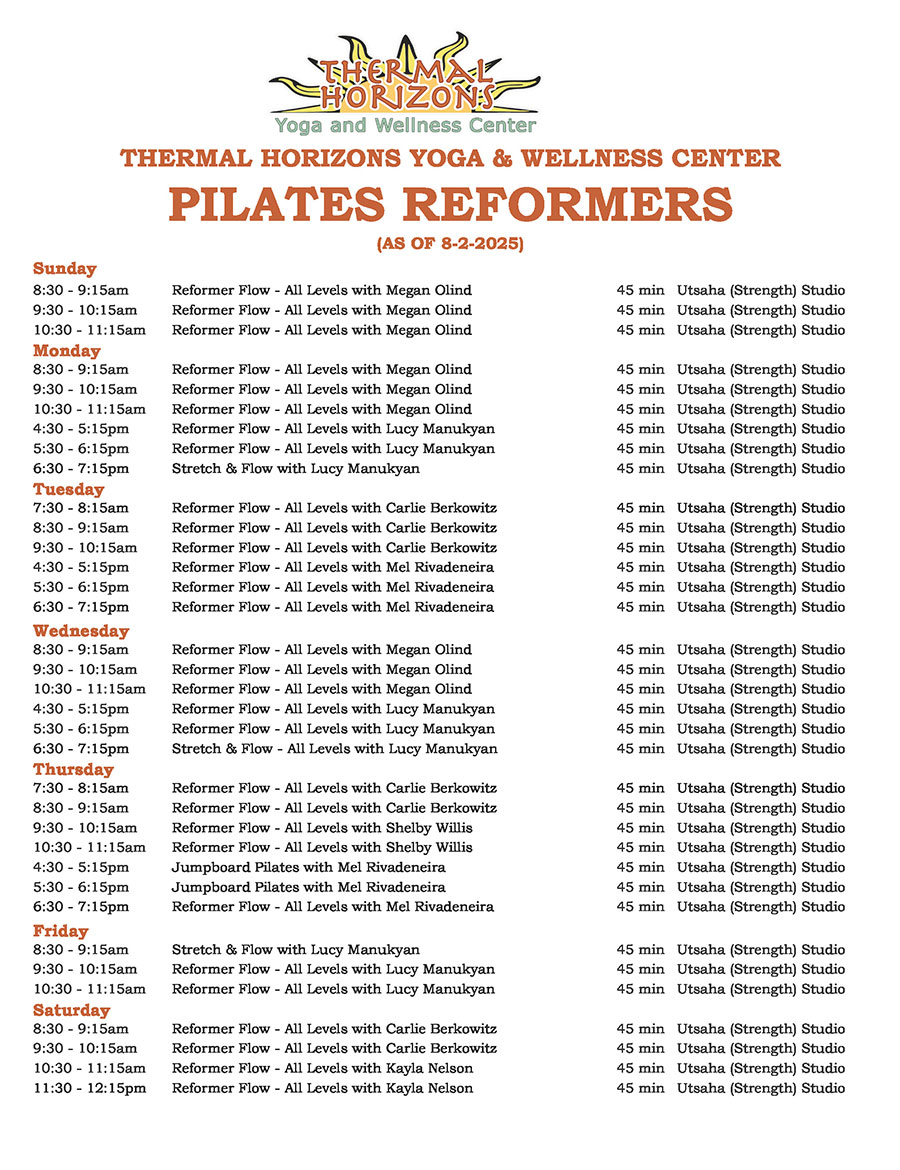 WEEKLY PILATES SCHEDULE